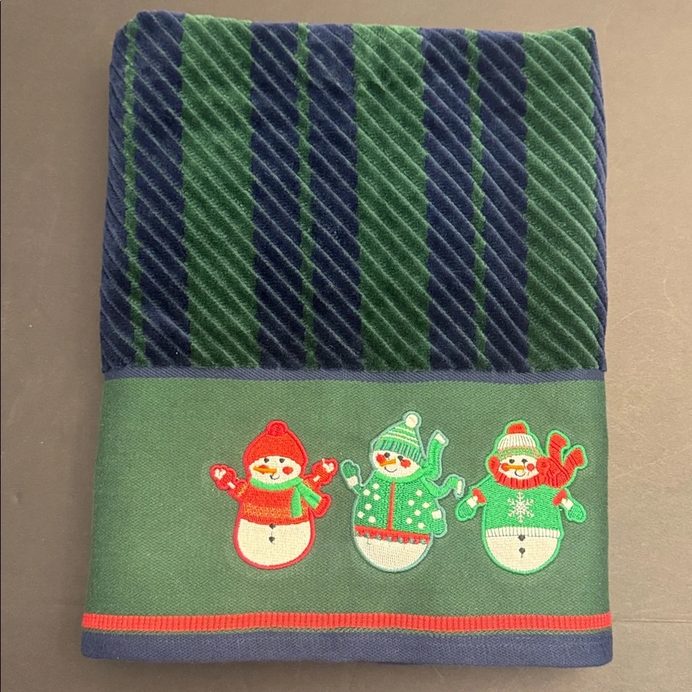 💥2pc CARO HOME Striped Snowman Bath Towel Set - Holiday Collection